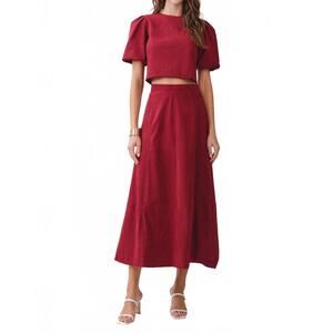 NEW TCEC a-line midi skirt in cranberry